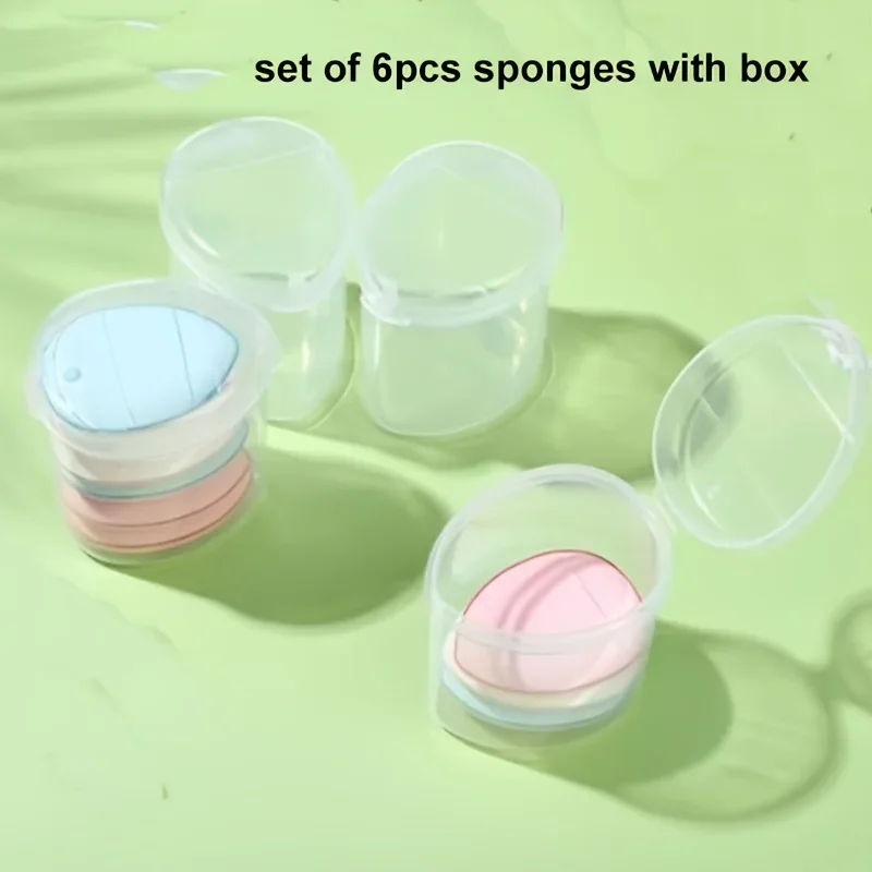 6pcs Mini Finger Puff With Box Makeup Sponge Puff Set With Container Makeup Puff Small Mini Powder Puff Cream Puff Makeup Tools