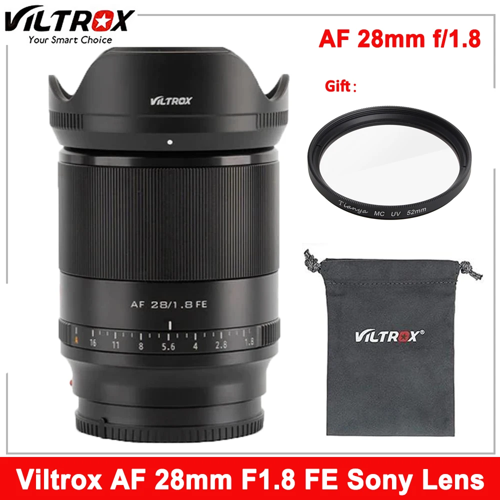 Viltrox 28Mm F1.8 Full Frame Fe Mount Obiettivo Grandangolare Con Messa A Fuoco Automatica Per Fotocamera Sony E-Mount A7Ii A7Iii A7Riii A7Sii A7Ii A7