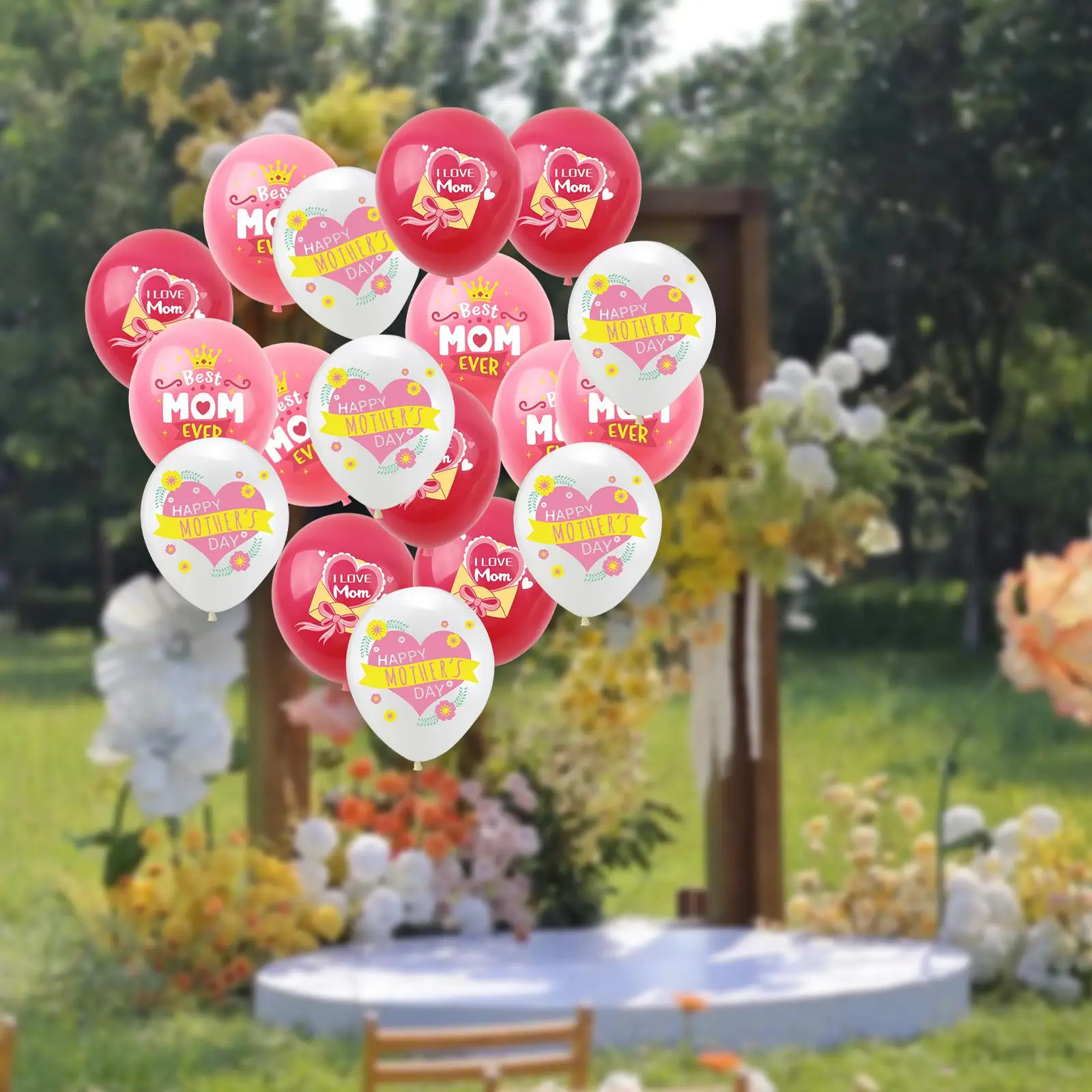 18 Pieces Happy Mother`s Day Balloons Best Mom Ever Gift Mother`s Themed Party Balloons for Mothers Day Party Supplies Birthday