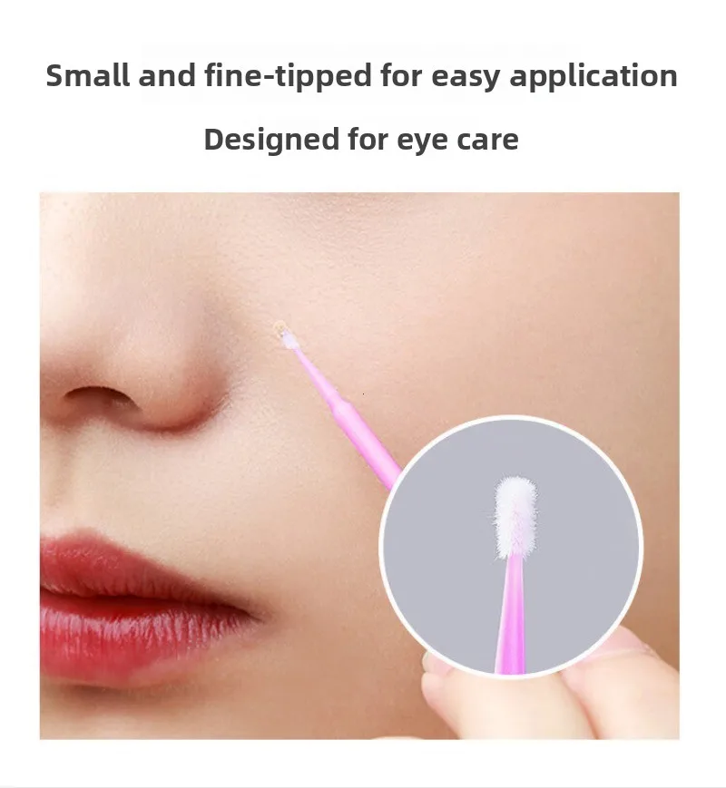 100pcs Eyelash Cleaning Brushes Micro Cotton Swab Individual Removing Makeup Brush Eyelashes Microbrush Beauty Clean Tools