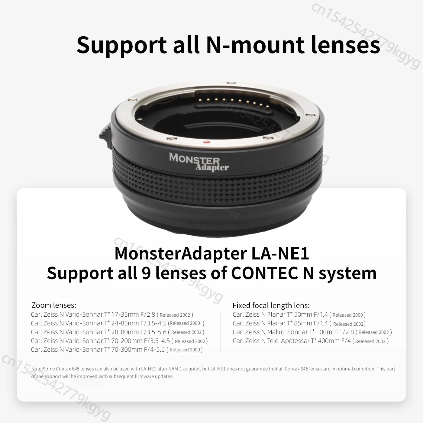 Monster Adapter LA-NE1 Auto Focus Lens Adapter for Contax N