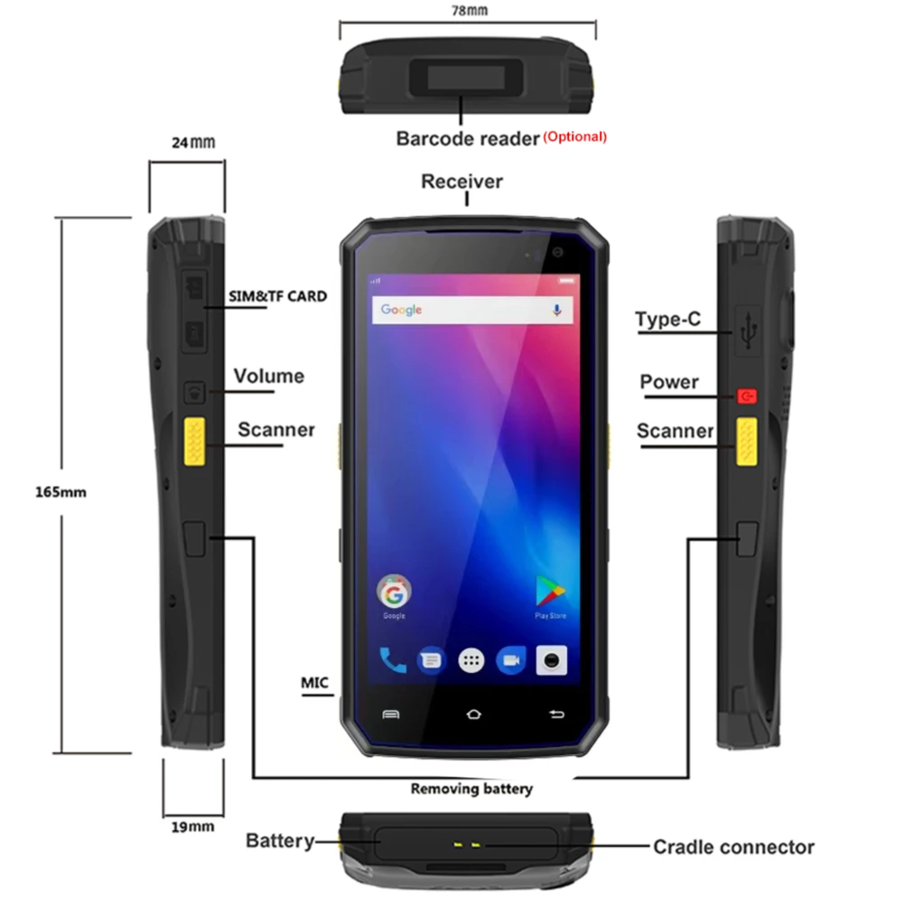 Kcosit U21 Handheld PDA Android 1D 2D Barcode Scanner 4GB RAM POS Terminal Zebra LF UHF RFID Reader WiFi 4G Data Capture