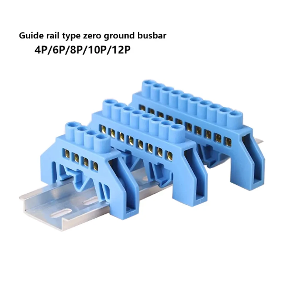 4P/6P/8P/10P/12P Terminale Ferroviario A Ponte In Rame Blu Zero Line Viti Collegamento A Fila Morsettiera Elettrica Striscia