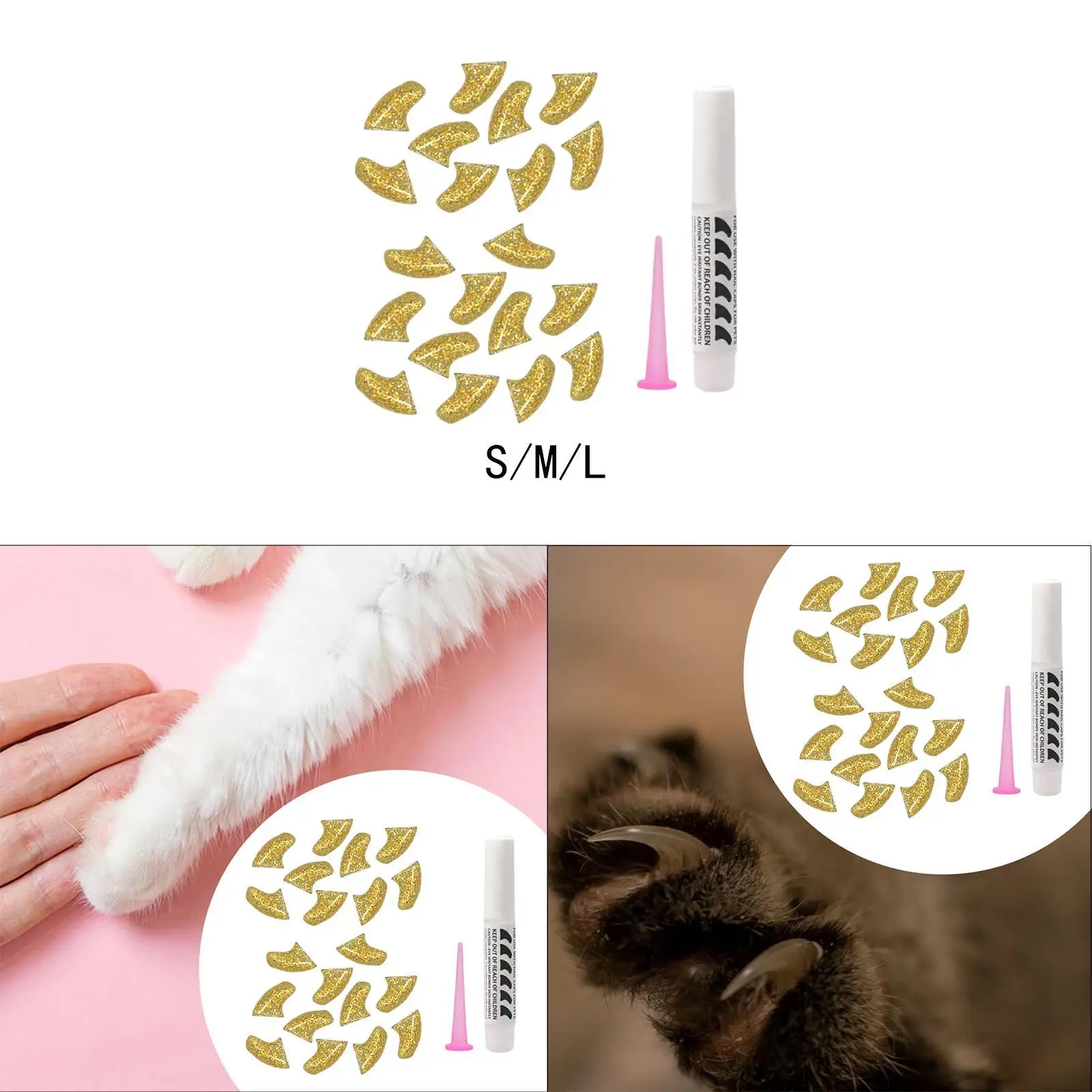 20개 고양이 네일캡, 애완동물 네일캡 용품, 유용하고 간편하게 사용 가능