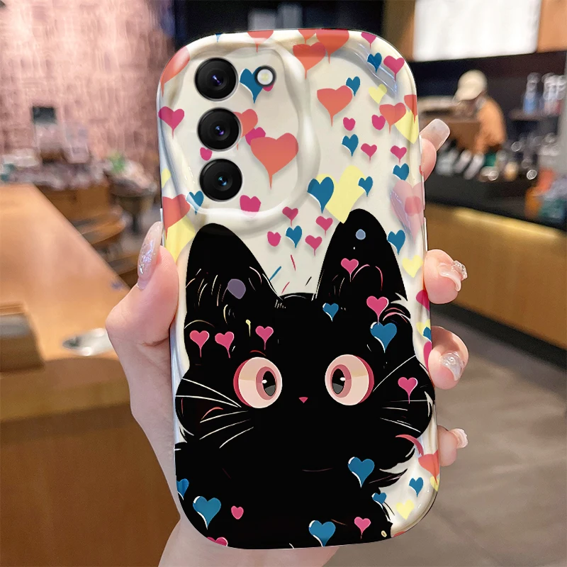 Sleek Black Cat Wave Phone Case Cover