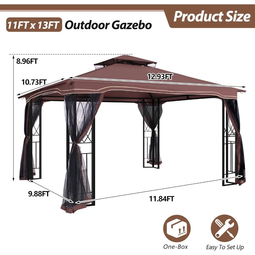 Outdoor Patio Gazebo - Porch Gazebo with Polyester Roof & Breathable Netting, Best for Garden, Lawn, Backyard Deck 5