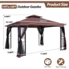 Outdoor Patio Gazebo - Porch Gazebo with Polyester Roof & Breathable Netting, Best for Garden, Lawn, Backyard Deck 5