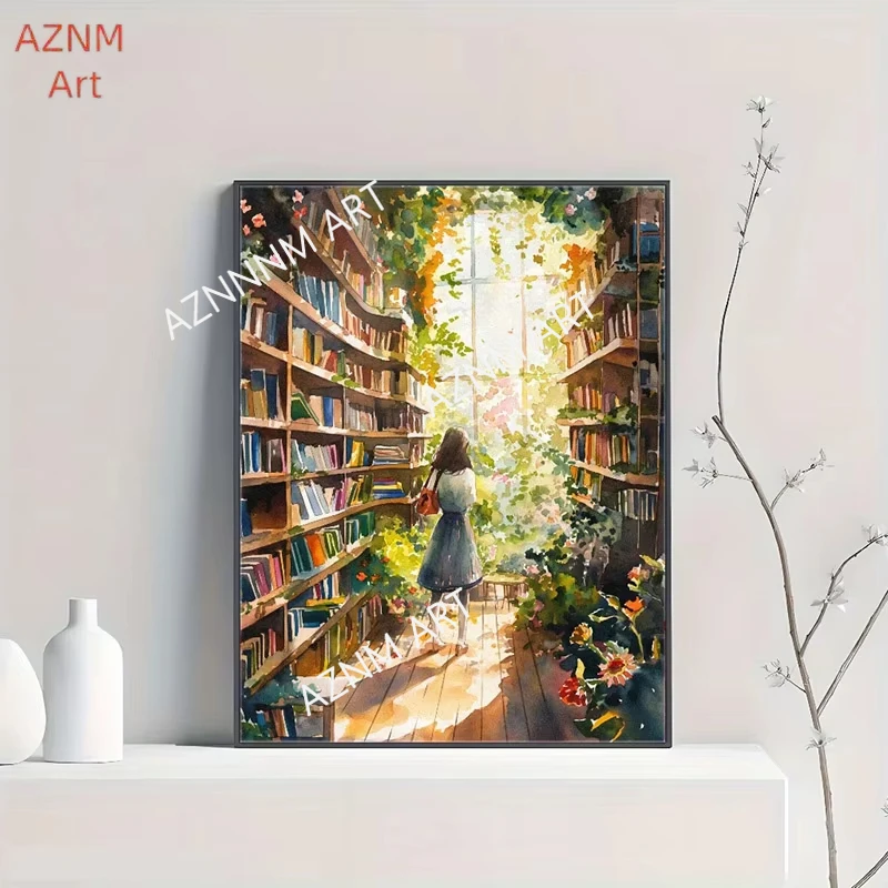 ภาพพิมพ์บนผ้าใบลายหนังสือวินเทจ 1 ชิ้น สำหรับตกแต่งผนังห้องนั่งเล่น ห้องครัว ห้องน้ำ ของขวัญสำหรับคนรักหนังสือ 1