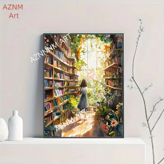 ภาพพิมพ์บนผ้าใบลายหนังสือวินเทจ 1 ชิ้น สำหรับตกแต่งผนังห้องนั่งเล่น ห้องครัว ห้องน้ำ ของขวัญสำหรับคนรักหนังสือ 1