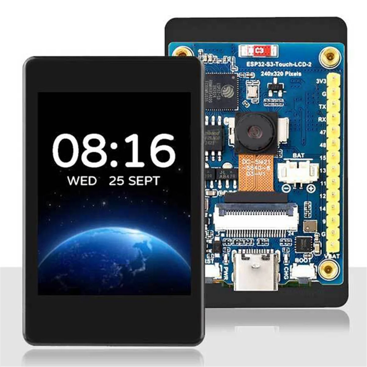 ABAN ESP32 S3 LCD 카메라 개발 보드, 2인치 LCD 디스플레이 240x320 QMI8658 센서 배터리 포트(터치 없음)