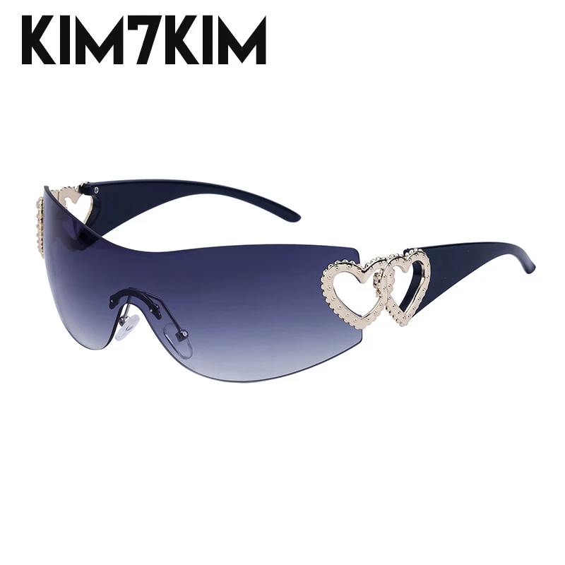 Nuevas gafas de sol de una pieza sin montura para mujer, gafas de sol de corazón a la moda para mujer, gafas envolventes de los años 2000, gafas deportivas Y2k_voghion.com