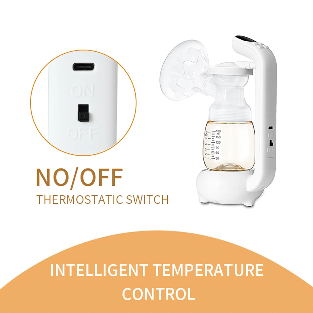 Electric Breast Pump for Breastfeeding 45℃ Constant Temperature Warming Milk Low Noise with 180ml Milk Bottle LED Screen 4