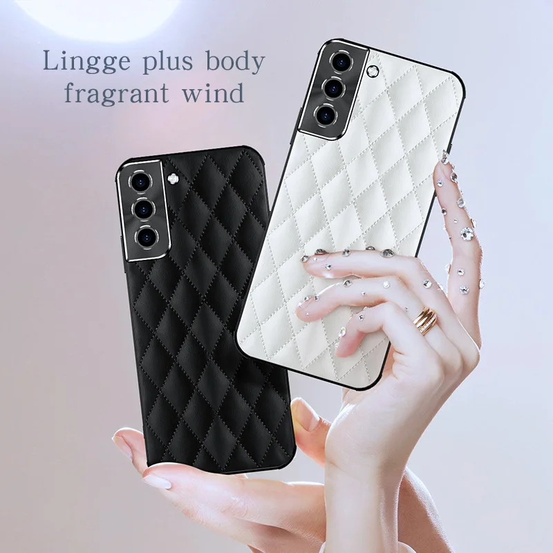 

Роскошный благородный чехол для Samsung Galaxy s22 ultra s22 plus металлический объектив из натуральной воловьей кожи геометрический ромб стерео кожаный телефон