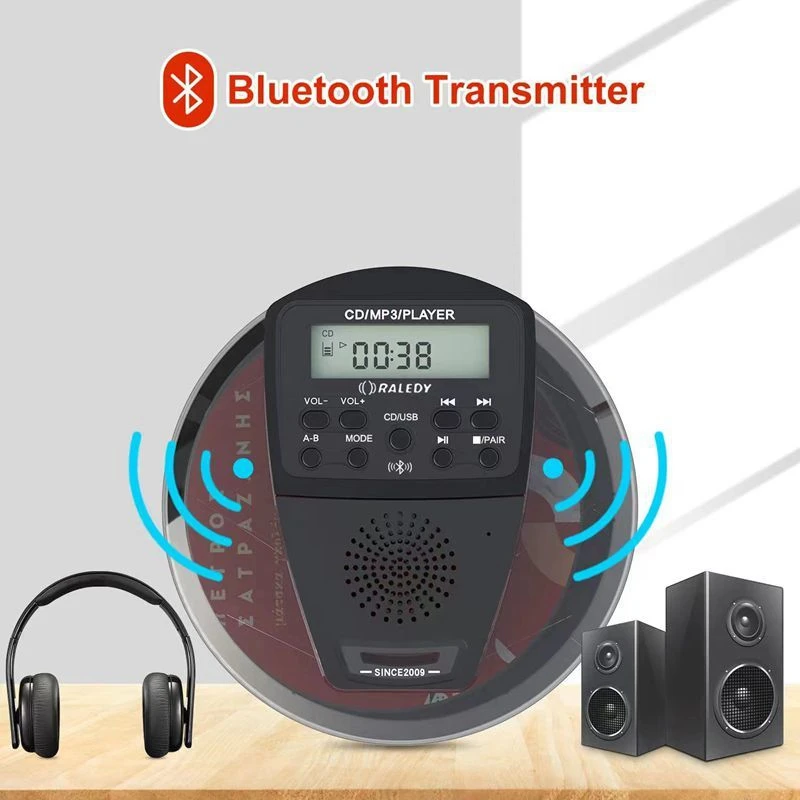 Portable CD Player Portable MP3 Player Portable Bluetooth CD Walkman Speaker Ultra-thin CD Player Student English USB Flash Disk Repeat Speaker MP3 USB