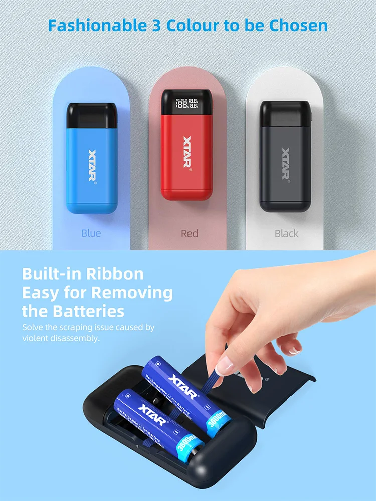 XTAR Power Bank 18650 Battery Charger PB2SL QC3.0 Fast Charge 21700 20700 18700 Rechargeable Batteries