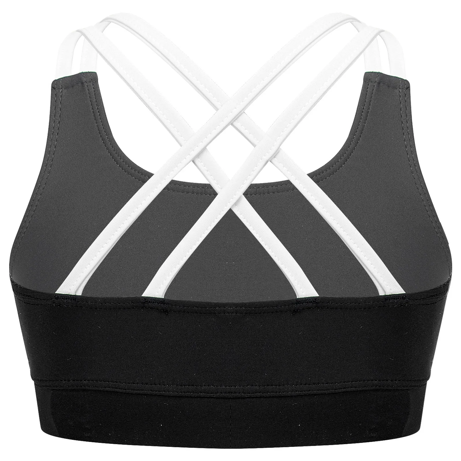 Kids Girls Sleeveless Cross Back Straps Sport Bra Vest Crop Top Sportswear Stretchy Gymnastic Yoga Dance Workout Camisoles Tops