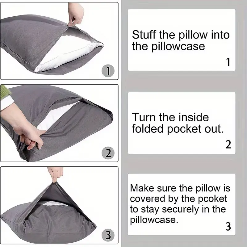 1pc/2pcs 100% Cotton brushed Color block Pillowcases , Super Soft and Cozy, Wrinkle, Fade, Resistant with Envelope Closure 6