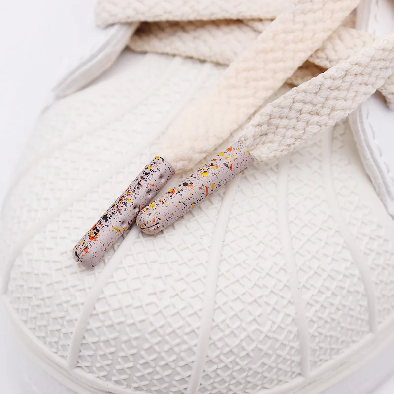 Coolstring Khaki Metal Tips With Colored Inks Splash 22.3*4.2mm Spray Dots Sneaker Lace's Ends Trendy Shoelace Head's Decoration