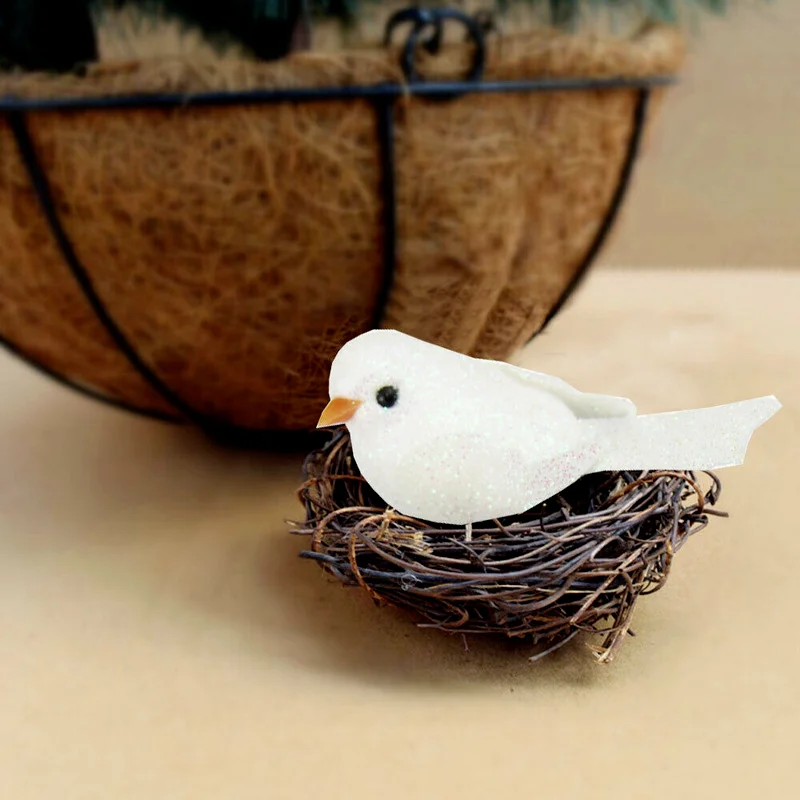 Clip-on Mini Fake Bird Xmas Tree Ornaments 12Pcs/1set