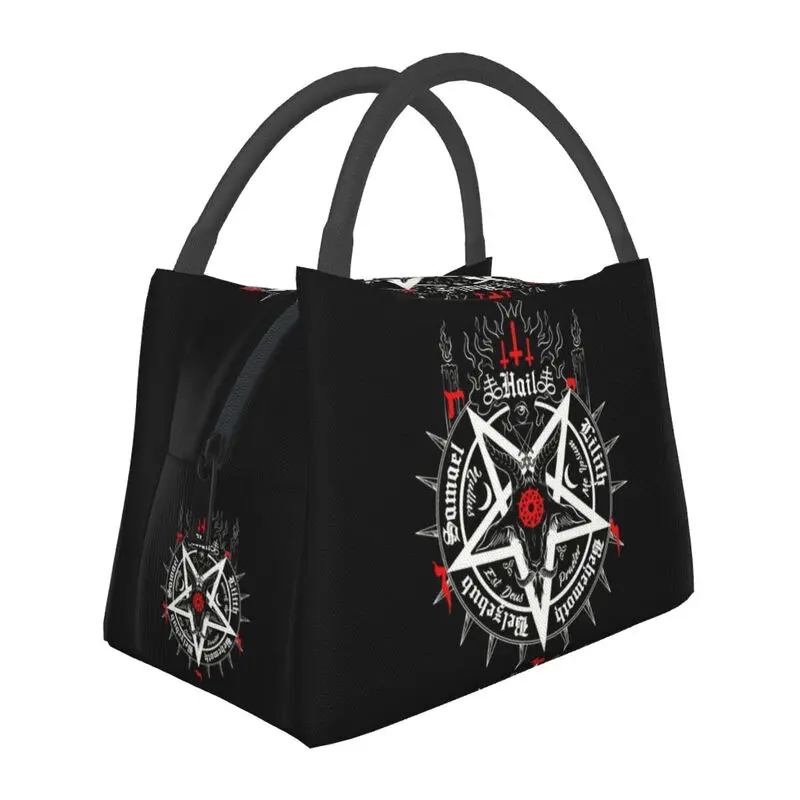 

Satanic Baphomet Leviathan Cross Thermal Insulated Lunch Bag Satan Devil Pentagram Lunch Tote for Outdoor Picnic Meal Food Box