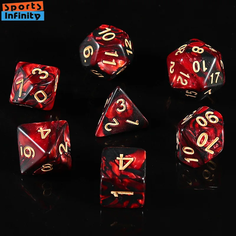 Colorful Polyhedral Dice D20 D12 D10 D8 D6 D4 7 Pcs COC RPG Board Game Running Group Acrylic Number Dice Kit Dnd Set