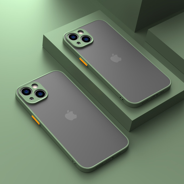Armor Matte Case For iPhone 13 12 11 Pro Max XR XS X 7 8 Plus SE Mini Luxury Silicone Bumper Clear Hard PC Cover Capa