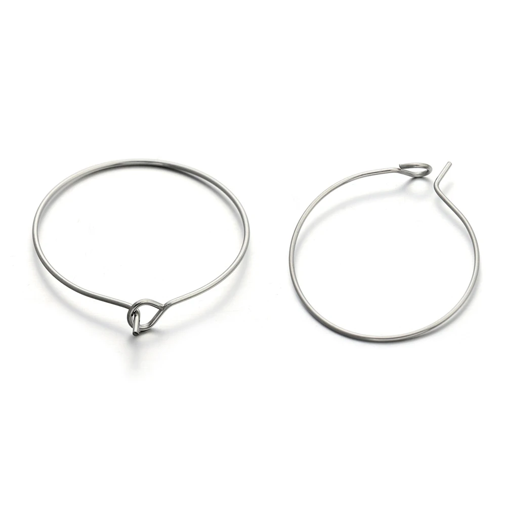 Gold Stainless Steel Large Circle Hoop Earrings - Premium DIY Jewelry Making Supplies (20 Pieces)