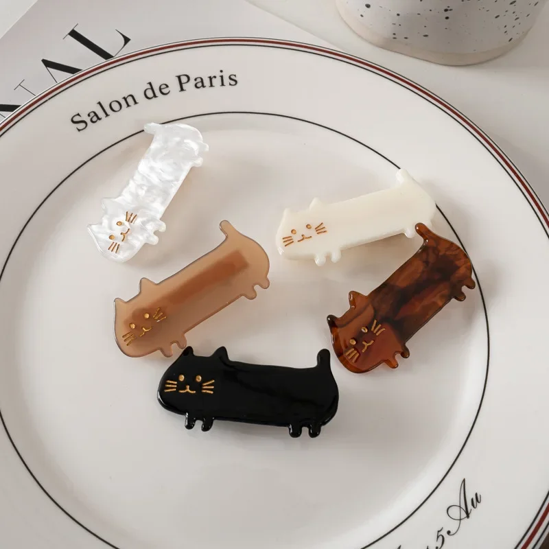 Japanese New Cute Cartoon Cat Hair Clip Korean Sweet  Acrylic Acetic Acid Hairpin Hair Accessories for Girl Children's Headwear makeup brush children s creative pen holder student desk accesories bubble acrylic stationery