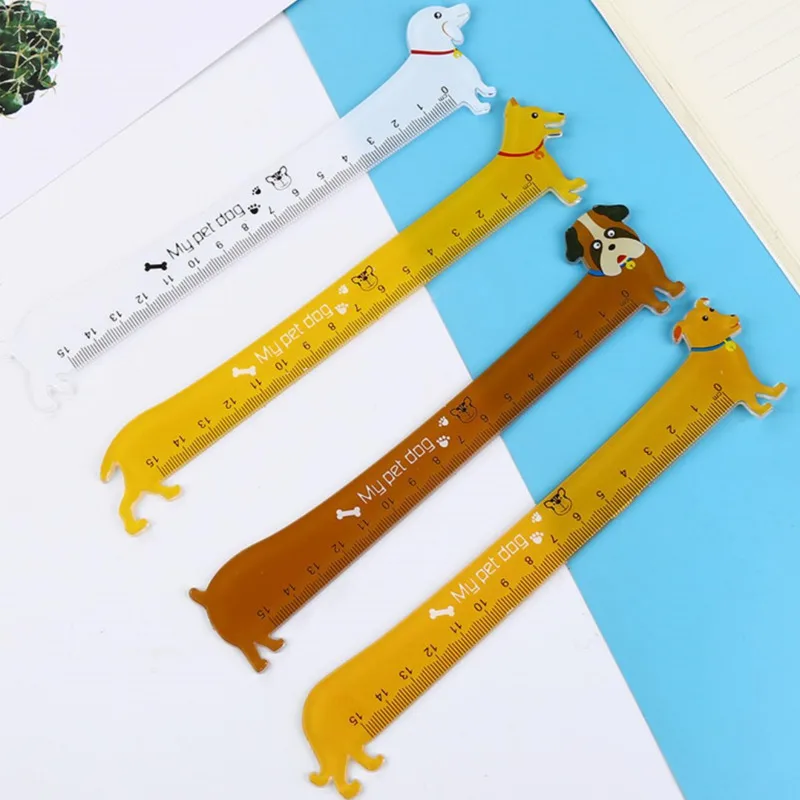 Kawaii Cute Lovely Puppy Dog Straight Ruler Student Stationery School Office Supply Measuring Sewing Drawing Gift 1 Piece
