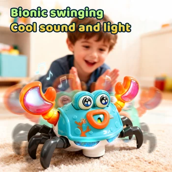 NEW Crawling Crab Toy with Light and Music Auto Obstacle Avoidance Electronic Pet Interactive Toy For Baby Walking Crab Gifts