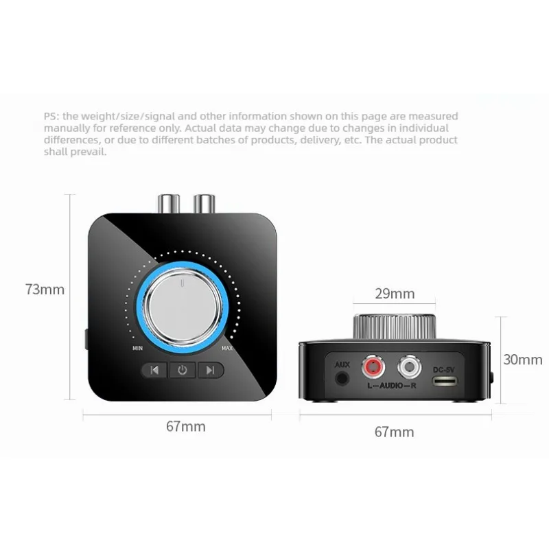 블루투스 6.0 오디오 수신기 3D 스테레오 음악 무선 어댑터 TF 카드/RCA/AUX/USB3.5mm 잭 자동차 스피커 앰프 헤드폰