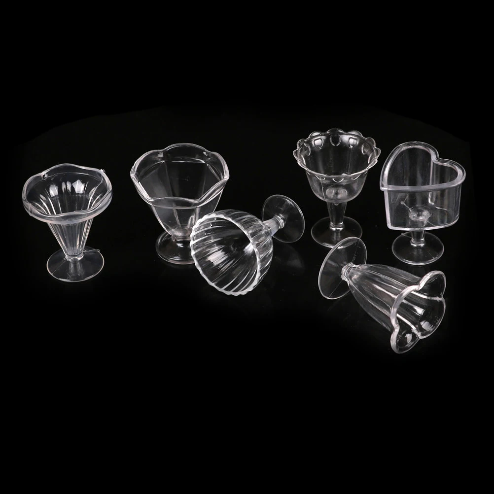 Doll House Cups 6Pcs Doll House Cups Miniatures Kitchen Tableware Ice cream sundae Cup toy