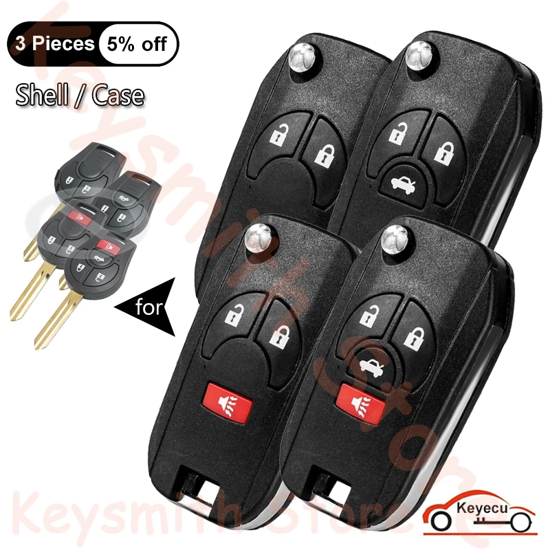 

KEYECU 2 3 4 кнопочный Стандартный чехол для Nissan Versa Cube Micra Qashqai Juke Altima Maxima