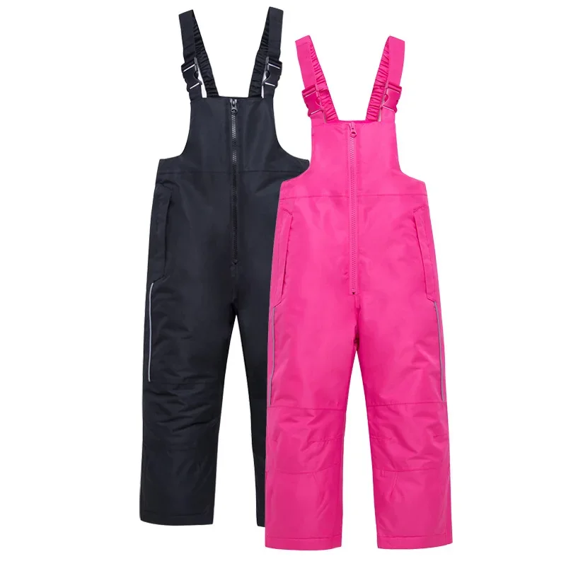 Children Skiing Pants Boys and Girls Outdoor Thicken Windproof WarmSnow Children Breathable Strap Trousers Winter Waterproof