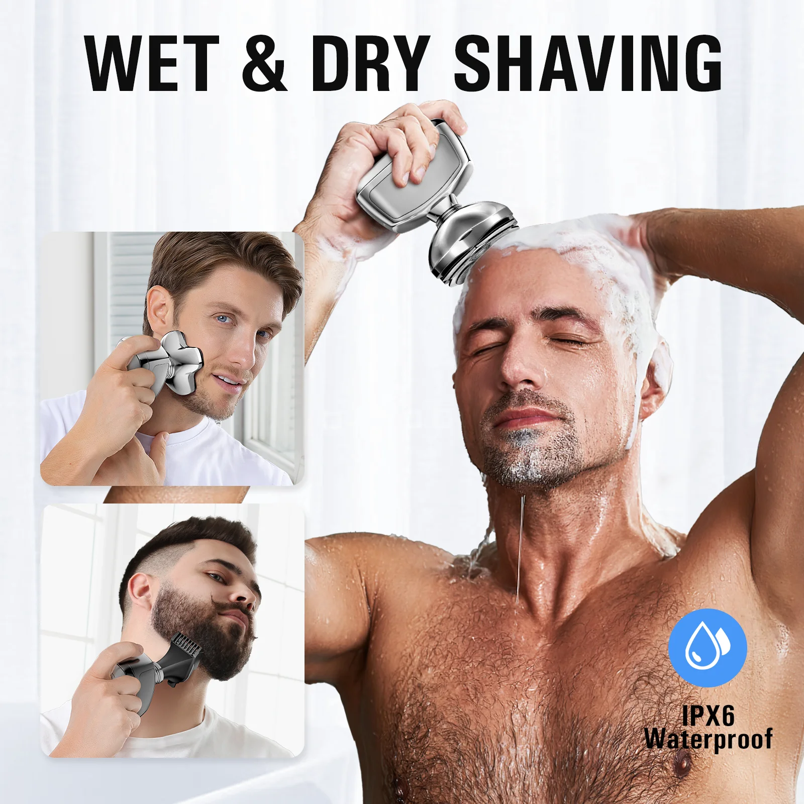 KENSEN S28 Electric Head Shaver for Blad Man Hair Trimmer 5D Floating Head Razor Beard Trimmer 5 in 1 Rechargeable Shave Machine 6