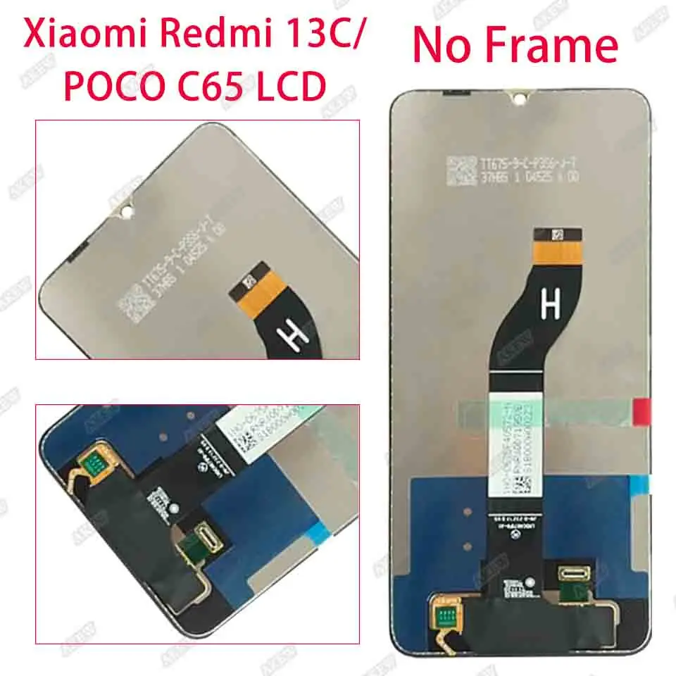 Per Xiaomi Redmi 13C Schermo di Ricambio Per Xiaomi Poco C65 Display LCD 23100RN82L 23106RN0DA 23108RN04Y Digitizer Touch Screen Assembly Kit di Riparazione (senza Telaio, Nero