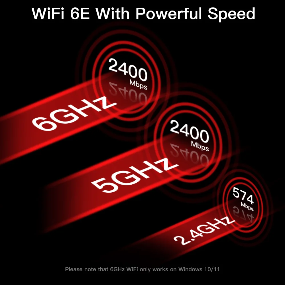 트라이 밴드 무선 네트워크 카드 어댑터, 5374Mbps 와이파이 6E AX210, 블루투스 5.3, 2.4G, 5G, 6Ghz, AX210NGW, 802.11AX, PCIe, Win10, 11