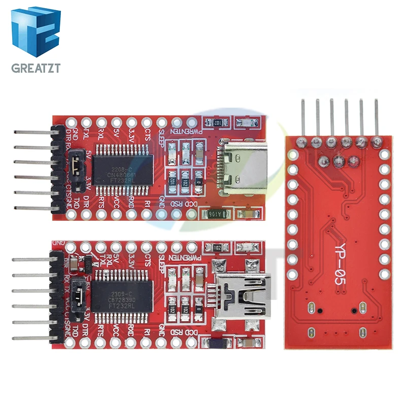 GREATZT 1/2/4PCS FT232RL FTDI USB 3.3V 5.5V zu TTL Serielles Adaptermodul für Arduino