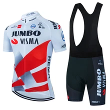 2022  JUMBO VISMA  Cycling Jersey Sets Cycling Bicycle Suit Bicycle Short Sleeve Cycling Clothing Bike Maillot Jersey Bib Shorts