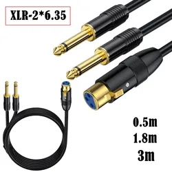Premium XLR to Dual 1/4 Y Splitter Audio Cable Adapter - 50cm (Black)