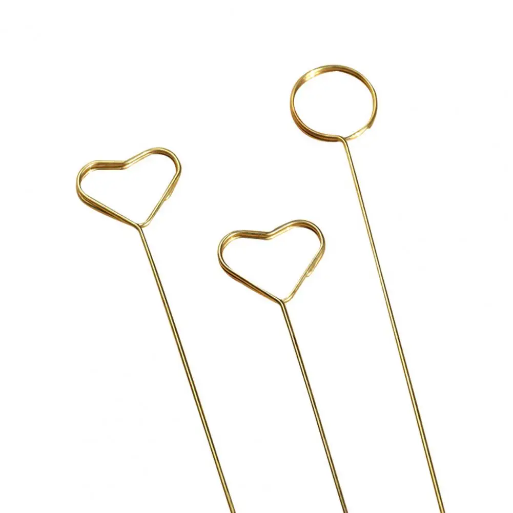 Greeting Card Holder Card Clip Stick Elegant Metal Greeting Place Holder Set for Wedding Party Heart Round Shape for Floral