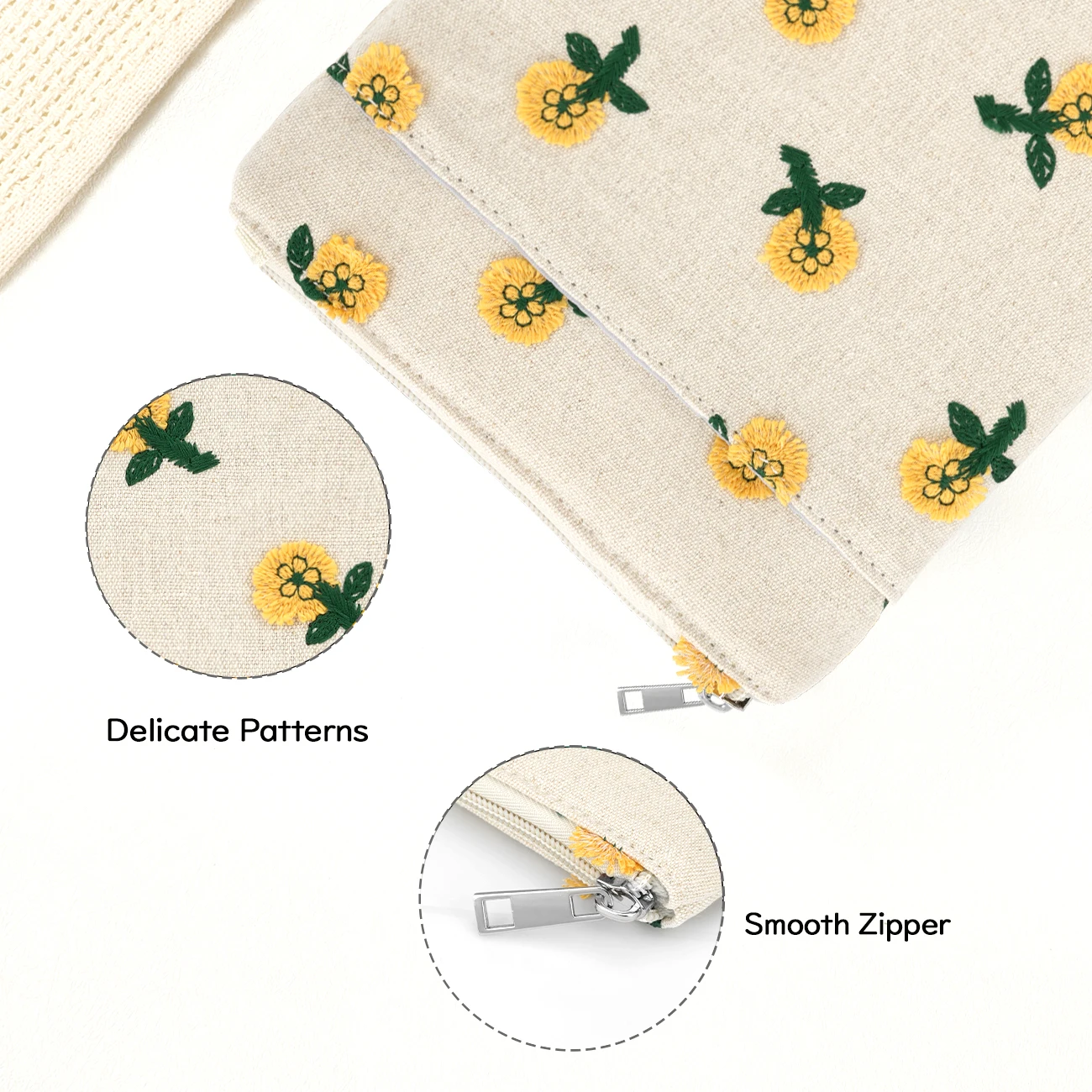 Daisy Flower Embroidered E-Reader Sleeve - Protective Carrying Case