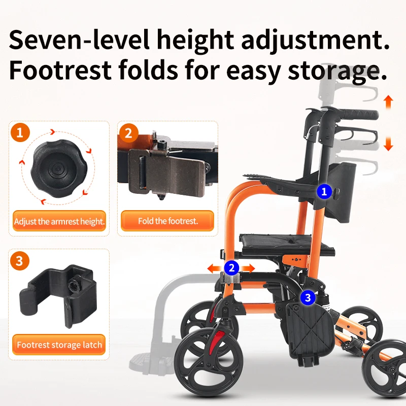 Aux 15kg walking aid Widening double spring shock absorbers, foldable/detachable pedals, assisting with walking 5