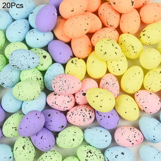 20/50Pcs Foam Easter Eggs Happy Easter Decorations Painted Bird Pigeon Eggs DIY Craft Kids Gift Favor Home Decor Easter Party 20pcs-Mix