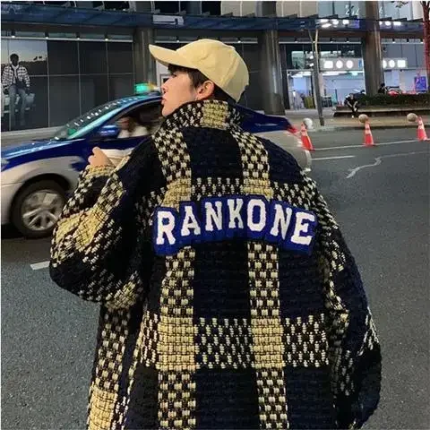 Autumn and Winter New Plaid Jacket Men Loose Loose Korean Style Large Size Leisure Fashion Personality Street Coat Men Clothing