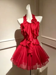 Elegant Gothic Vintage Slim Fit Evening Party Dress for Women - Summer 2025 Fashion (4191 red)