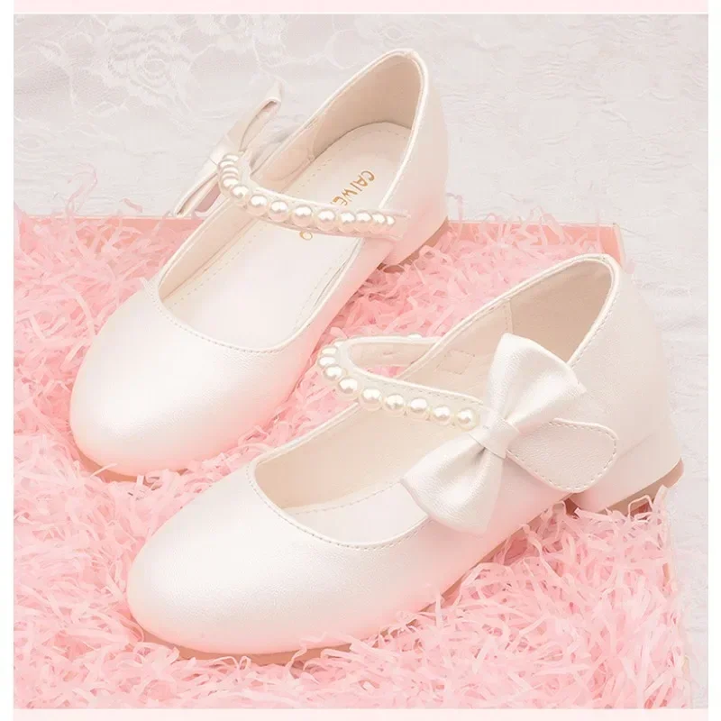 Zapatos Niña KidLeather Shoes 2024 Autumn New Girl High Heel Princess Shoes Bow Single Shoe Mary Jane Shoes Kid Shoe Girl Shoe 5