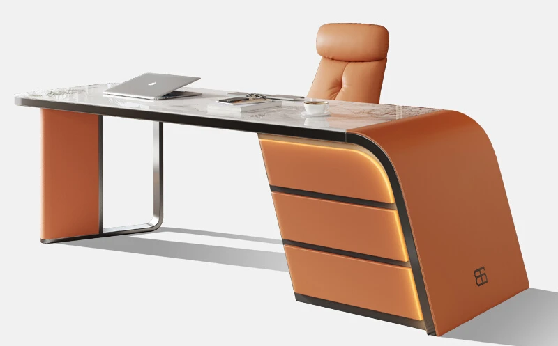 

Office desk, modern and minimalist study desk, designer light luxury computer desk, high-end and grand boss desk