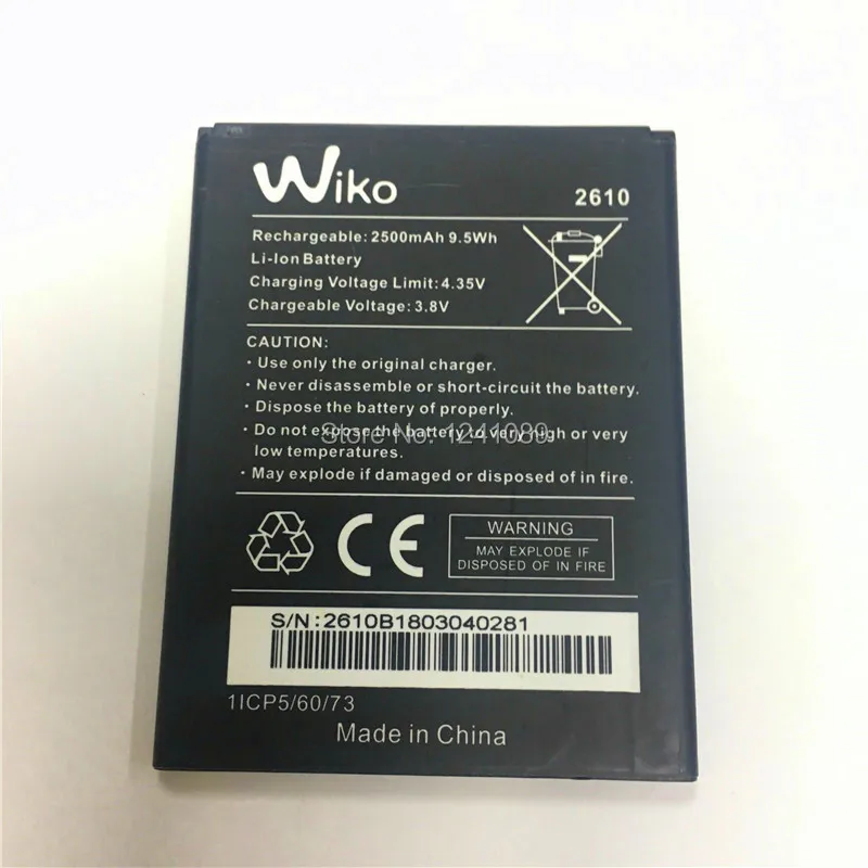

Мобильный телефон Аккумулятор для Wiko 2610, 2500 мАч, длительное время ожидания, высокая емкость для батареи Wiko 2610