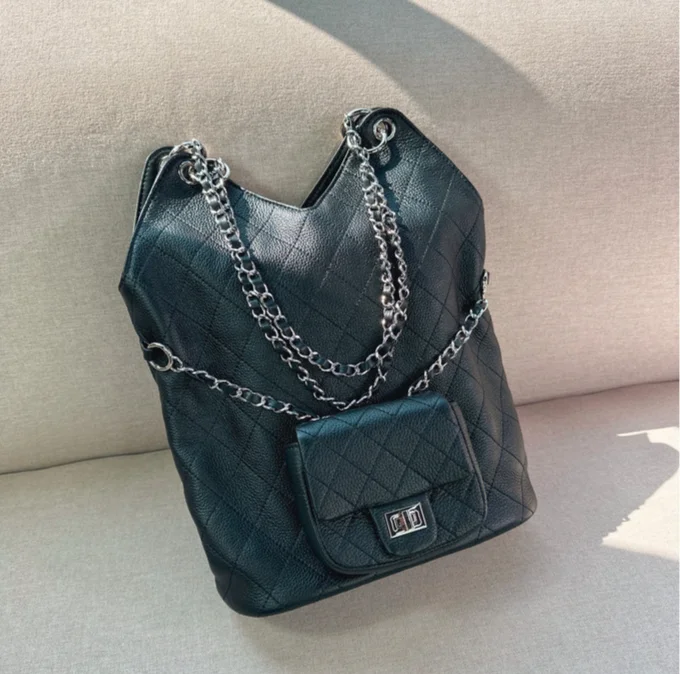 Sac à main en cuir de vache, couche de tête, petit treillis de diamant parfumé, chaîne, grande capacité, épaule pour les déplacements, nouvelle collection 2024_voghion.com